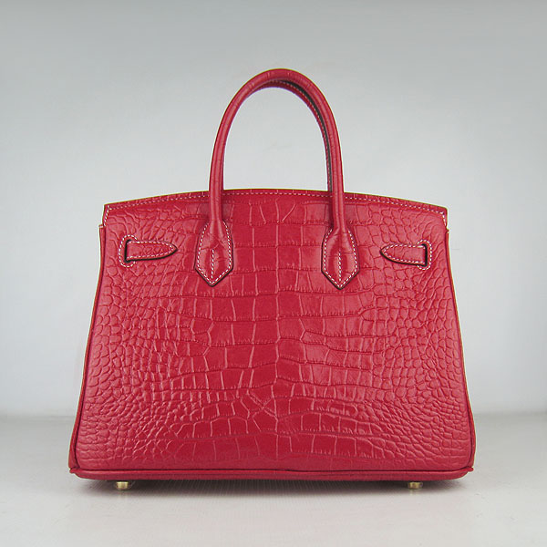 Replica Hermes Birkin 30cm Crocodile Veins Bag Red 6088 On Sale - Click Image to Close